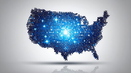 Poster - the united states shown with dots forming the shape of the country as a digital trade surplus estima