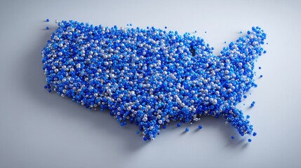 Poster - creative interpretation of the united states made up of blue and white balls representing economic d
