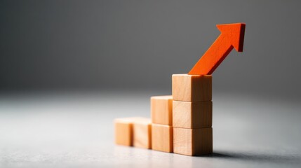 Poster - Wooden block featuring a red arrow signifying value proposition enhancer concept in a strategic communication setting