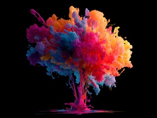 Wall Mural - Liquid splash color design and paint brush. Abstract colorful gradient background, luxury abstract concept
