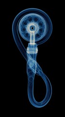 Poster - Abstract Blue Fractal Image of Old Rotary Phone on Black Background Artistic Rendering