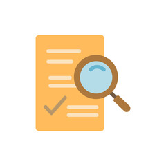 Poster - document verification with magnifying glass illustration on transparent backdrop