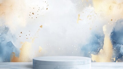 Poster - Soft Watercolor Gradient Background with Artistic Podium Display