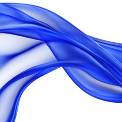 Poster - Abstract flowing blue fabric ribbons with dynamic curves and smooth texture on white background for artistic design and digital art projects