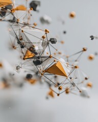 Fototapete - Abstract Geometric Composition with Gold Accents Close Up Modern Design Visual Communication