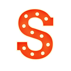Poster - S  Letter 3D Shape Marquee Lights Text