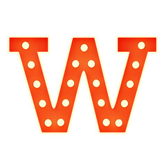 Poster - W Letter 3D Shape Marquee Lights Text