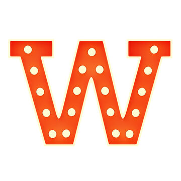 W Letter 3D Shape Marquee Lights Text
