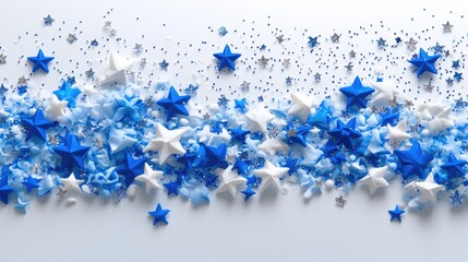 Poster - Blurry white-blue gradient background with glittering stars shining for a magical feel
