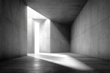 Aufkleber - Minimalist concrete architecture interior with bright light entering from above modern design perspective
