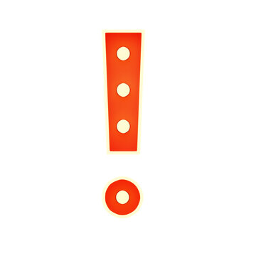 Exclamation Sign Symbol 3D Shape Marquee Lights Text