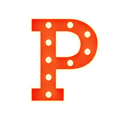 Poster - P  Letter 3D Shape Marquee Lights Text