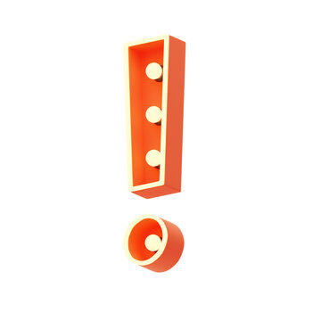 Exclamation Sign Symbol 3D Shape Marquee Lights Text