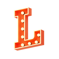 Poster - L  Letter 3D Shape Marquee Lights Text