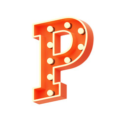 Poster - P  Letter 3D Shape Marquee Lights Text