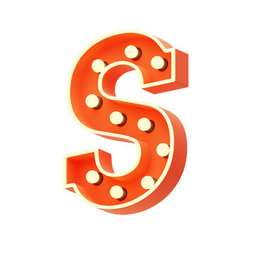 S  Letter 3D Shape Marquee Lights Text
