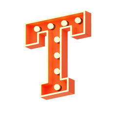 Poster - T  Letter 3D Shape Marquee Lights Text
