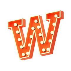 Poster - W Letter 3D Shape Marquee Lights Text