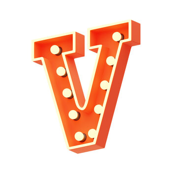 V  Letter 3D Shape Marquee Lights Text