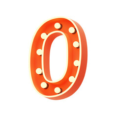 Poster - 3D Number 0 Shape Marquee Lights Text