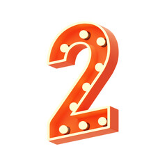 Poster - 3D Number 2 Shape Marquee Lights Text