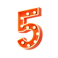 Poster - 3D Number 5 Shape Marquee Lights Text