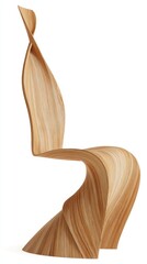 Poster - Modern Wooden Chair Design on White Background Studio Shot Minimalist Furniture Interior Design Element