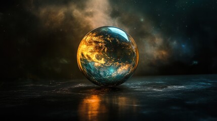 Wall Mural - A stylized representation of a sphere, resembling Earth, in space.