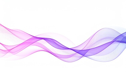 Poster - Soft, flowing waves of pink and purple create a harmonious, abstract design against a white background, evoking a sense of calm and creativity
