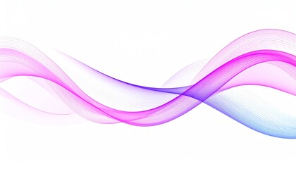 Poster - Flowing waves in pink and blue create a dynamic, abstract design, suggesting movement and creativity against a clean white background