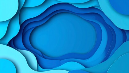 Poster - Abstract design featuring layered blue shapes creating a fluid, wavy pattern with depth and texture