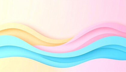 Poster - A serene abstract design featuring flowing waves in pastel colors, creating a calming and harmonious visual effect