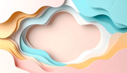 Poster - A colorful abstract design featuring layered waves of pastel hues creating a soft, inviting space