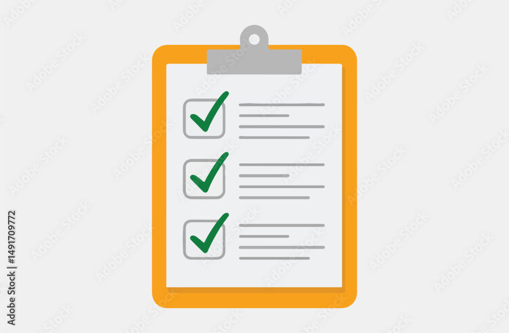 Checklist Clipboard with Green Check Marks – Task Completion and ...