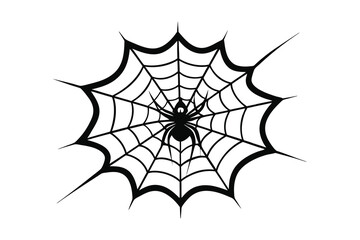 spider and web silhouette vector illustration on white background