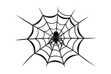 spider and web silhouette vector illustration on white background
