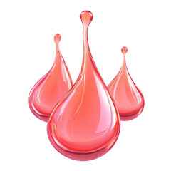 Poster - Elegant modern glass art droplets with smooth curved surfaces and shiny reflective finishes in soft pink and coral tones for decorative design element