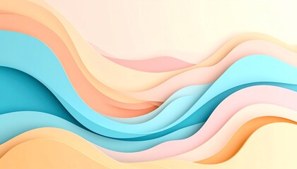 Poster - A vibrant, abstract wave pattern with soft pastel colors creating a sense of flow and movement