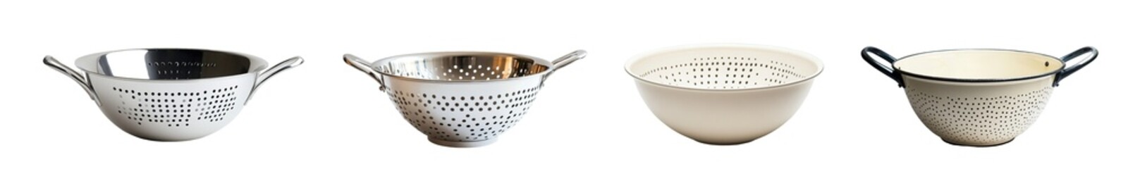 Poster - Set of kitchen strainers and colanders in a collection. isolated on transparent background