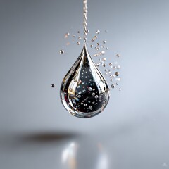 Aufkleber - Abstract Water Drop: Suspended in Time, Reflections and Light, a macro shot of fluid dynamics frozen.