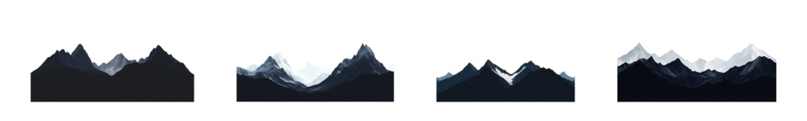 Poster - Set of Digital illustration of a mountain range panorama. isolated on transparent background