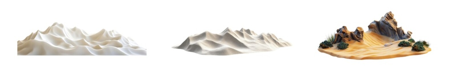 Poster - Set of Three dimensional sculpted forms of various colors and textures isolated on transparent background