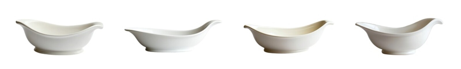 Poster - Set of empty ceramic bowls displayed side-by-side. isolated on transparent background