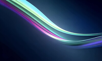 Fototapete -  A background of glowing neon lines in purple and teal colors on a dark blue backdrop, creating an abstract design with a futuristic vibe. The glowing lights create long shadows that add depth to the 
