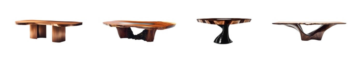 Fototapete - Set of wooden tables in a digital rendering isolated on transparent background