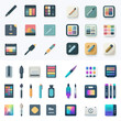 © Creative Nest - Modern icon pack featuring digital art tools, brushes, palettes, pens, and color pickers. Perfect for design apps, creative software, and UI content.