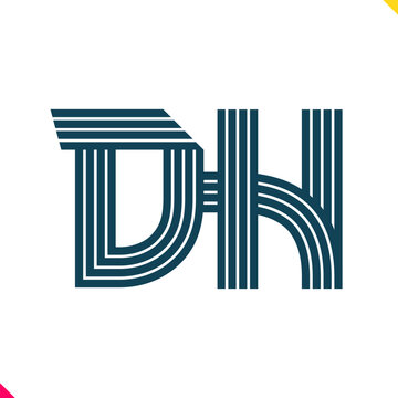Parallel Line Monogram Initial Logo Logo Letter D and H