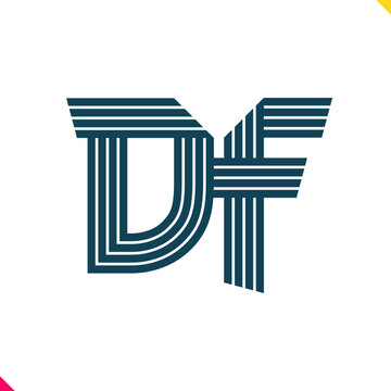 Parallel Line Monogram Initial Logo Logo Letter D and F