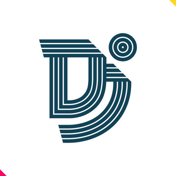 Parallel Line Monogram Initial Logo Logo Letter D and J