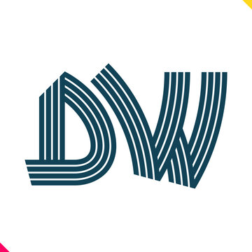 Parallel Line Monogram Initial Logo Logo Letter D and W